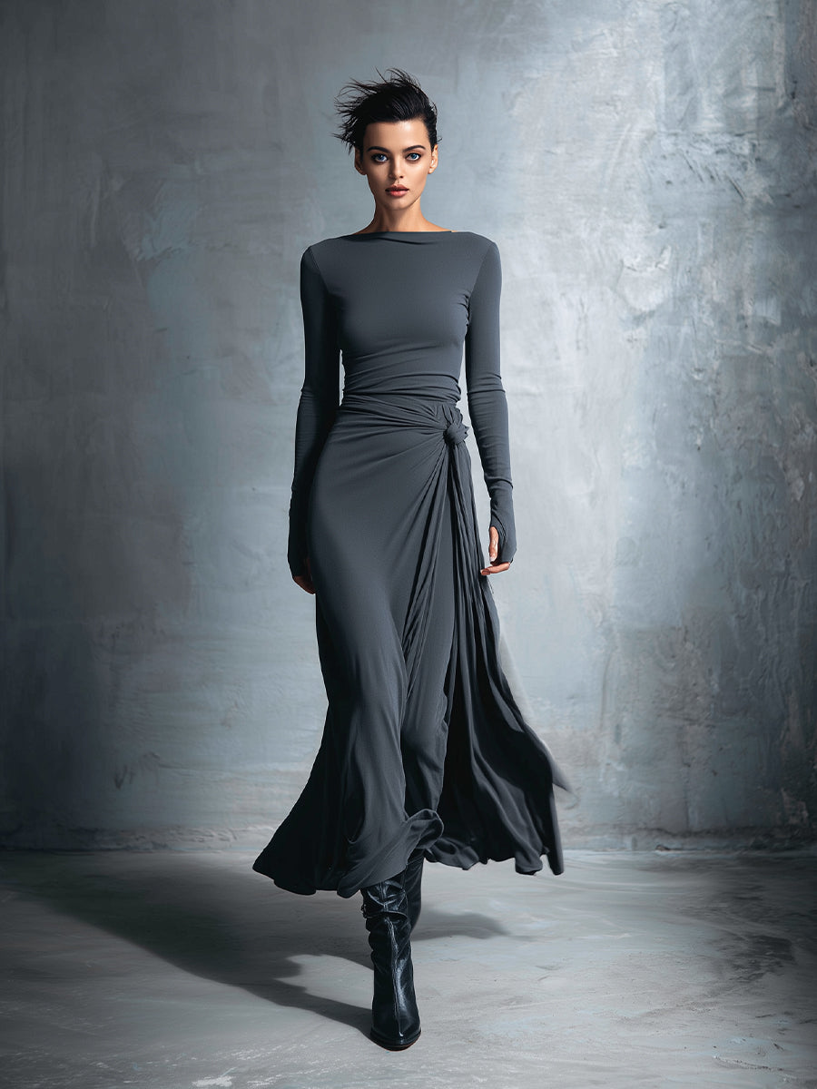 Noémie - Vestido Maxi con Nudo Lateral