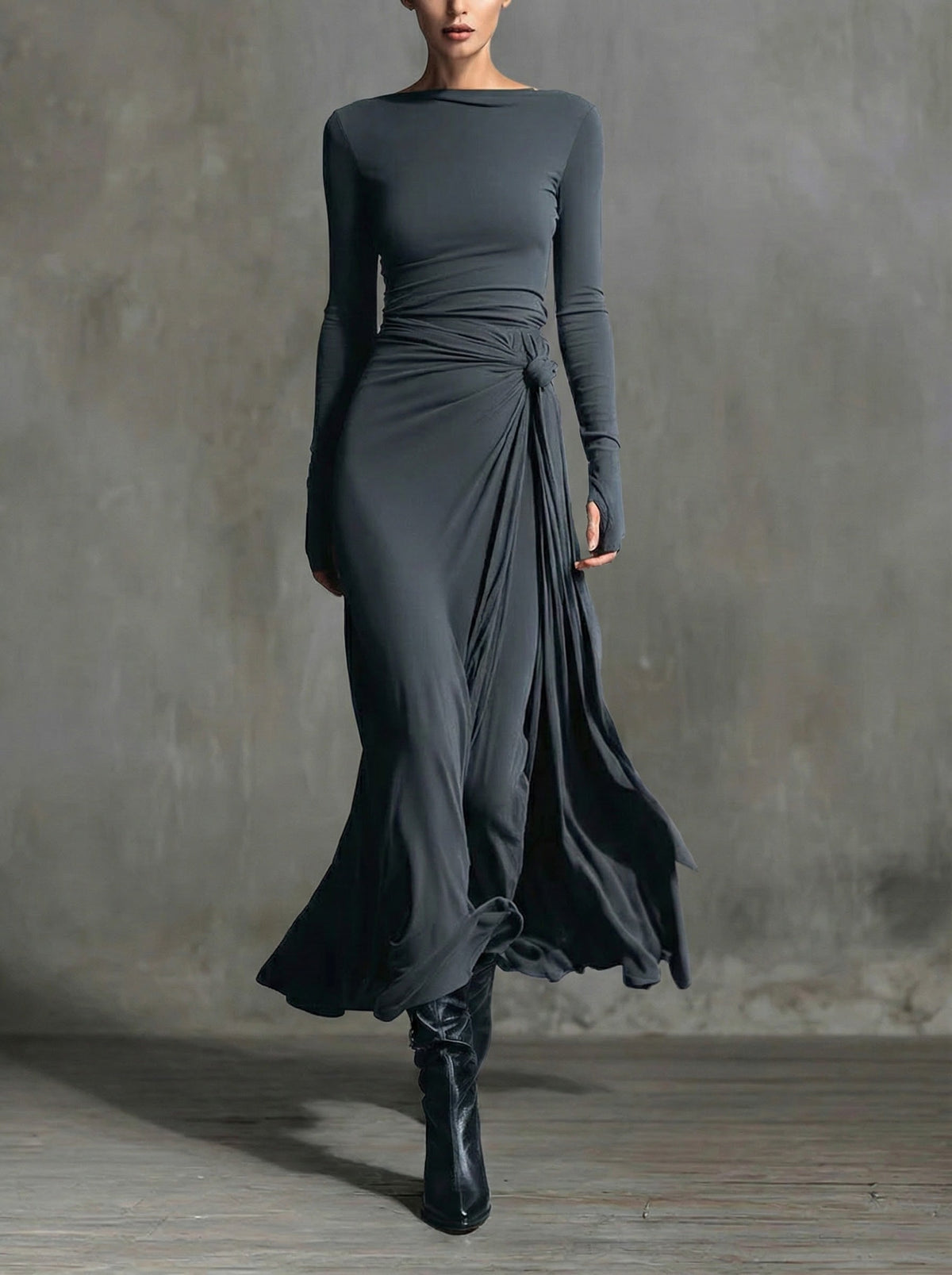 Noémie - Vestido Maxi con Nudo Lateral