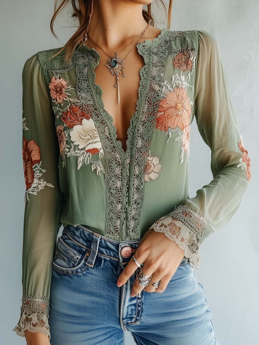 Elena | Blusa Bordada Floral